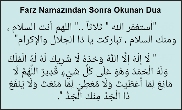 Farz Namazından Sonra Okunan Dua